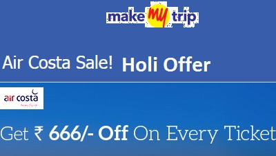 India Desire : MakeMyTrip Air Costa Holi Offer: Rs 666 Off On Every Ticket